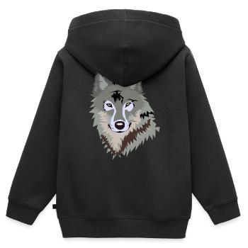 Wolf - Kinder Premium Organic Zip Hoodie - Schwarz - Hinten - AI Model Kid Male (0cm)