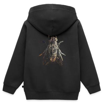 Fliege - Kinder Premium Organic Zip Hoodie - Schwarz - Hinten - AI Model Kid Male (0cm)