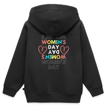 women's day - Sweat Premium à capuche zippé enfant bio - noir - Dos - AI Model Kid Male (0cm)