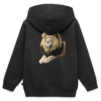 Lion - Kinder Premium Organic Zip Hoodie - Schwarz - Hinten - AI Model Kid Male (0cm)