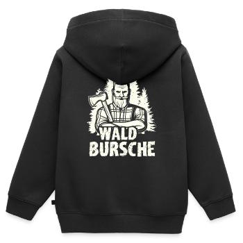 Bûcheron forestier - Sweat Premium à capuche zippé enfant bio - noir - Dos - AI Model Kid Male (0cm)
