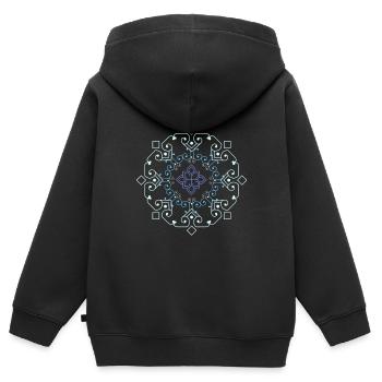 mandala bouddhisme spiritualité - Sweat Premium à capuche zippé enfant bio - noir - Dos - AI Model Kid Male (0cm)