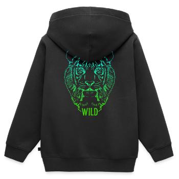 Wild Tigerkopf Skizze - Kinder Premium Organic Zip Hoodie - Schwarz - Hinten - AI Model Kid Male (0cm)