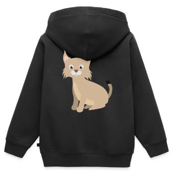 Luchs - Kinder Premium Organic Zip Hoodie - Schwarz - Hinten - AI Model Kid Male (0cm)