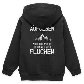 Ich werde nicht aufgeben aber fluchen - Kinder Premium Organic Zip Hoodie - Schwarz - Hinten - AI Model Kid Male (0cm)