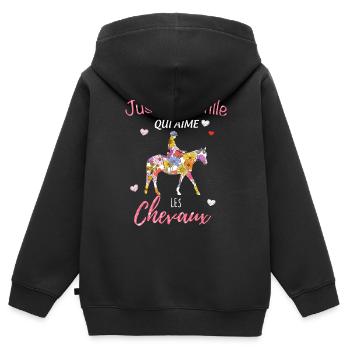 Pferd Geschenk Mädchen - Kinder Premium Organic Zip Hoodie - Schwarz - Hinten - AI Model Kid Male (0cm)