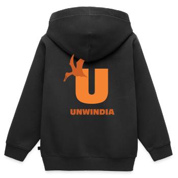 Dinosaure dinosaure nom lettre U - Sweat Premium à capuche zippé enfant bio - noir - Dos - AI Model Kid Male (0cm)