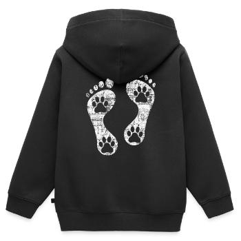 Fussabdruck - Kinder Premium Organic Zip Hoodie - Schwarz - Hinten - AI Model Kid Male (0cm)