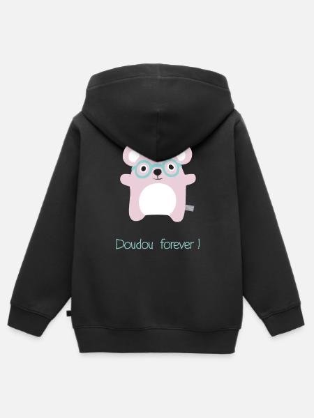 Doudou forever - Kids Premium Organic Zip-up Hoodie - black