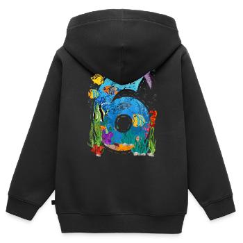6th Birthday Young Ocean Fish 6 years old - Kids Premium Organic Zip-up Hoodie - black - Back - AI Model Kid Male (0cm)