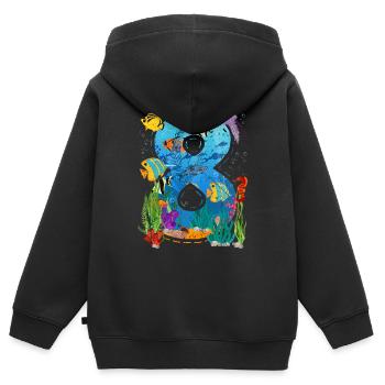 8th Birthday Young Ocean Fish 8 years old - Kids Premium Organic Zip-up Hoodie - black - Back - AI Model Kid Male (0cm)