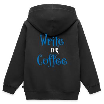 Will write for coffee - Kinder Premium Organic Zip Hoodie - Schwarz - Hinten - AI Model Kid Male (0cm)