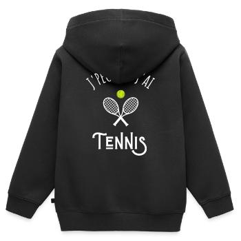 je peux pas j'ai tennis - Sweat Premium à capuche zippé enfant bio - noir - Dos - AI Model Kid Male (0cm)
