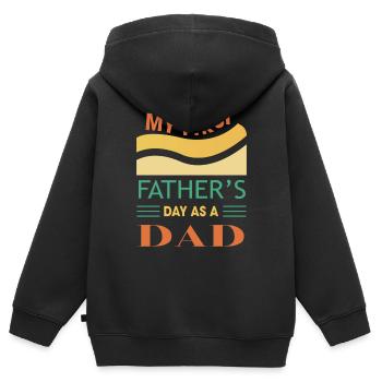 My first Fathersday as a Dad - Kinder Premium Organic Zip Hoodie - Schwarz - Hinten - AI Model Kid Male (0cm)