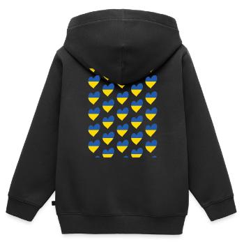 Ukraine - Kinder Premium Organic Zip Hoodie - Schwarz - Hinten - AI Model Kid Male (0cm)