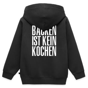 backen ist keinBACKEN IST KEIN KOCHEN - Kinder Premium Organic Zip Hoodie - Schwarz - Hinten - AI Model Kid Male (0cm)