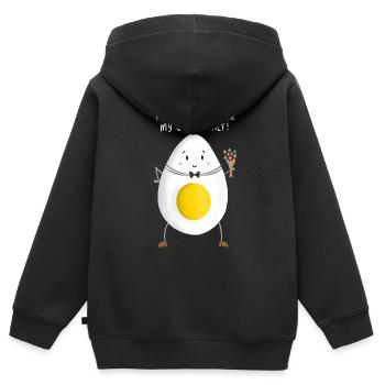 Romantisches gekochtes Ei - Kinder Premium Organic Zip Hoodie - Schwarz - Hinten - AI Model Kid Male (0cm)
