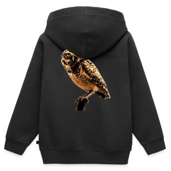 Die Eule die Eule - Kinder Premium Organic Zip Hoodie - Schwarz - Hinten - AI Model Kid Male (0cm)