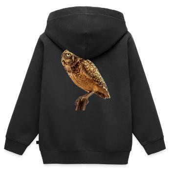 Die Eule die Eule - Kinder Premium Organic Zip Hoodie - Schwarz - Hinten - AI Model Kid Male (0cm)