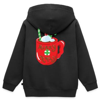 Mug de Noël - Sweat Premium à capuche zippé enfant bio - noir - Dos - AI Model Kid Male (0cm)