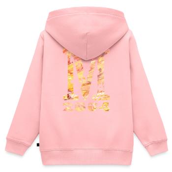 M 2004 Nom Année de naissance Cadeau - Sweat Premium à capuche zippé enfant bio - rose - Dos - AI Model Kid Female (0cm)