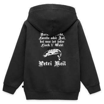 Fishing, angeln - Kinder Premium Organic Zip Hoodie - Schwarz - Hinten - AI Model Kid Male (0cm)