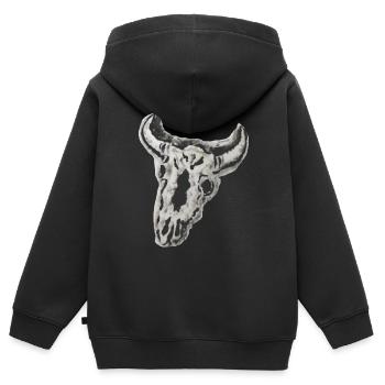TOMZOFF Bull Skull - Kinder Premium Organic Zip Hoodie - Schwarz - Hinten - AI Model Kid Male (0cm)