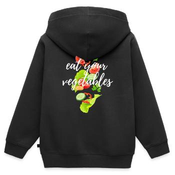 mangez vos légumes - Sweat Premium à capuche zippé enfant bio - noir - Dos - AI Model Kid Male (0cm)