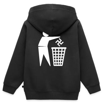 ordures - Sweat Premium à capuche zippé enfant bio - noir - Dos - AI Model Kid Male (0cm)
