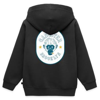 Brooklyn Gangster - Kinder Premium Organic Zip Hoodie - Schwarz - Hinten - AI Model Kid Male (0cm)