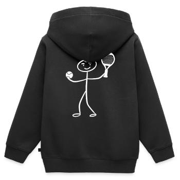 Funny Padel Player Stick Figure Padel Tennis - Kids Premium Organic Zip-up Hoodie - black - Back - AI Model Kid Male (0cm)