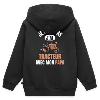 Ich kann TRACTOR nicht mit meinem Vater haben - Kinder Premium Organic Zip Hoodie - Schwarz - Hinten - AI Model Kid Male (0cm)