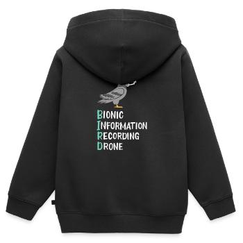 Les oiseaux ne sont pas réels - Sweat Premium à capuche zippé enfant bio - noir - Dos - AI Model Kid Male (0cm)