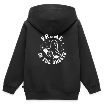 Freak in den Laken Geist mit Sternen, lustig - Kinder Premium Organic Zip Hoodie - Schwarz - Hinten - AI Model Kid Male (0cm)