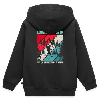 Liebe Evergreen, Wandern in der Natur - Kinder Premium Organic Zip Hoodie - Schwarz - Hinten - AI Model Kid Male (0cm)