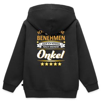 Onkel Spruch - Kinder Premium Organic Zip Hoodie - Schwarz - Hinten - AI Model Kid Male (0cm)