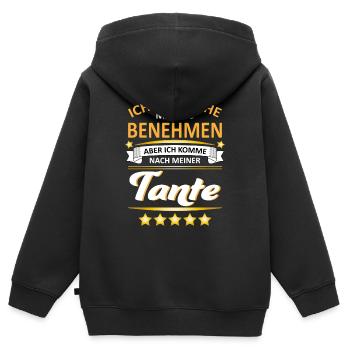 Tante Spruch - Kinder Premium Organic Zip Hoodie - Schwarz - Hinten - AI Model Kid Male (0cm)