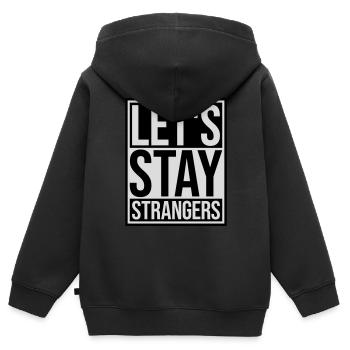 Citation Restons Strangers - Sweat Premium à capuche zippé enfant bio - noir - Dos - AI Model Kid Male (0cm)