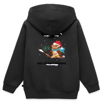 Cheeky owl on santas naughty-list - Kinder Premium Organic Zip Hoodie - Schwarz - Hinten - AI Model Kid Male (0cm)