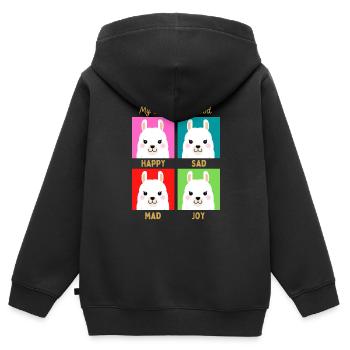 Mon humeur de lama - Sweat Premium à capuche zippé enfant bio - noir - Dos - AI Model Kid Male (0cm)