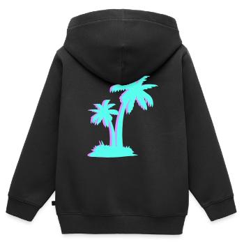 Palmen - Kinder Premium Organic Zip Hoodie - Schwarz - Hinten - AI Model Kid Male (0cm)