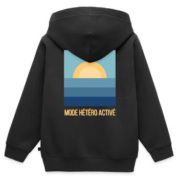 Sonnenuntergang aktiviert Hetero-Modus - Kinder Premium Organic Zip Hoodie - Schwarz - Hinten - AI Model Kid Male (0cm)