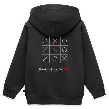 think outside the box - Kids Premium Organic Zip-up Hoodie - black - Back - AI Model Kid Male (0cm)