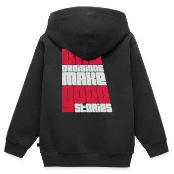 bad decisions great stories - Kids Premium Organic Zip-up Hoodie - black - Back - AI Model Kid Male (0cm)