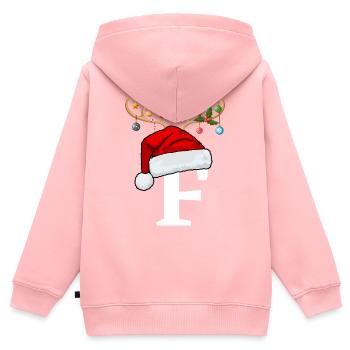 Buchstabe F Weihnachtsmütze - Kinder Premium Organic Zip Hoodie - Rosa - Hinten - AI Model Kid Female (0cm)