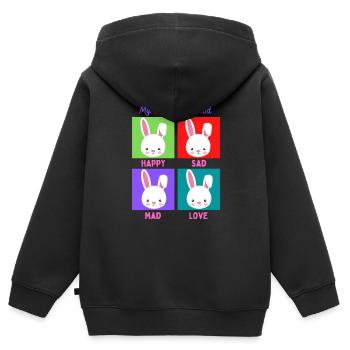 Mon humeur de lapin - Sweat Premium à capuche zippé enfant bio - noir - Dos - AI Model Kid Male (0cm)