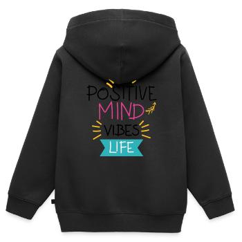 Positive Geist positive Vibes positive Leben Zitat. - Kinder Premium Organic Zip Hoodie - Schwarz - Hinten - AI Model Kid Male (0cm)