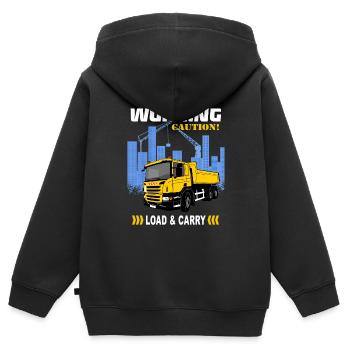 Kipplaster - LKW - Truck - Laster - Kinder Premium Organic Zip Hoodie - Schwarz - Hinten - AI Model Kid Male (0cm)