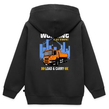 Kipplaster - LKW - Truck - Laster - Kinder Premium Organic Zip Hoodie - Schwarz - Hinten - AI Model Kid Male (0cm)