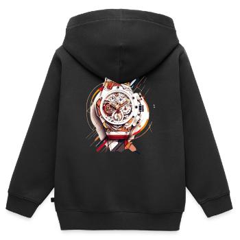 Uhrensammler lieben alte Chronographen als Uhren - Kinder Premium Organic Zip Hoodie - Schwarz - Hinten - AI Model Kid Male (0cm)